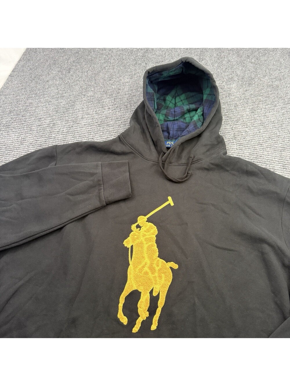 Polo Ralph Lauren Black Gold Chenille Big Pony Hoodie Men’s Size 3XLT B&T NWOT - Picture 2 of 6